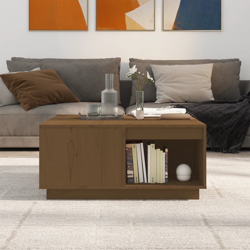 Coffee Table Honey Brown 80x81x36.5 cm Solid Wood Pine