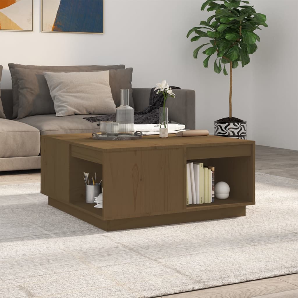 Coffee Table Honey Brown 80x81x36.5 cm Solid Wood Pine