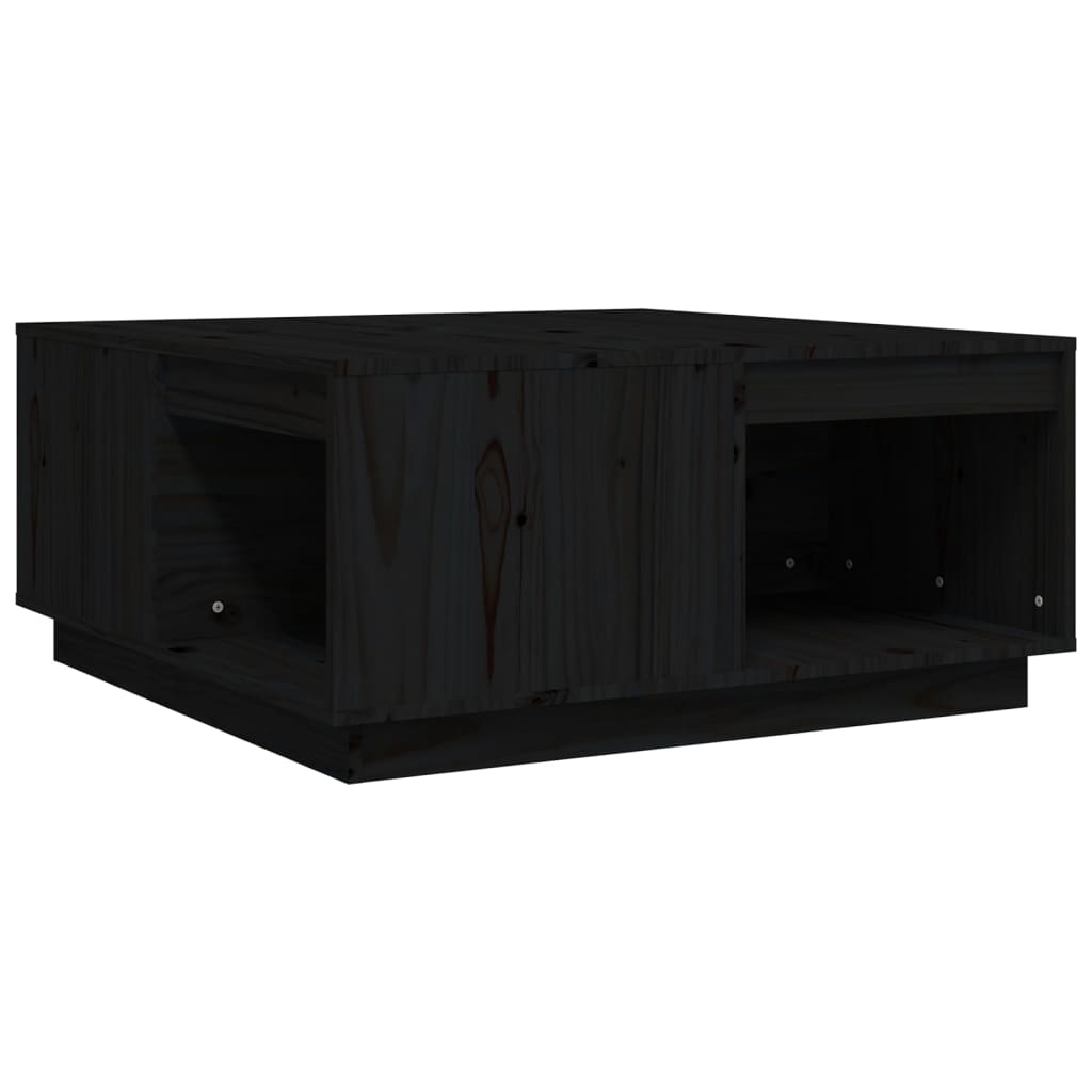 Coffee Table Black 80x81x36.5 cm Solid Wood Pine