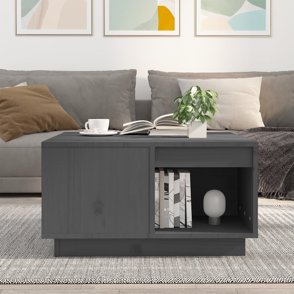 Coffee Table Grey 60x61x32.5 cm Solid Wood Pine