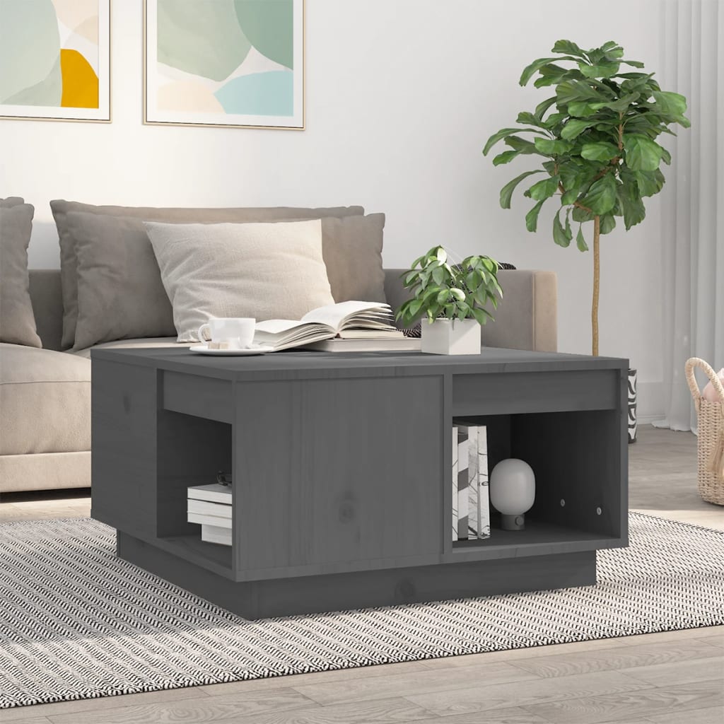 Coffee Table Grey 60x61x32.5 cm Solid Wood Pine