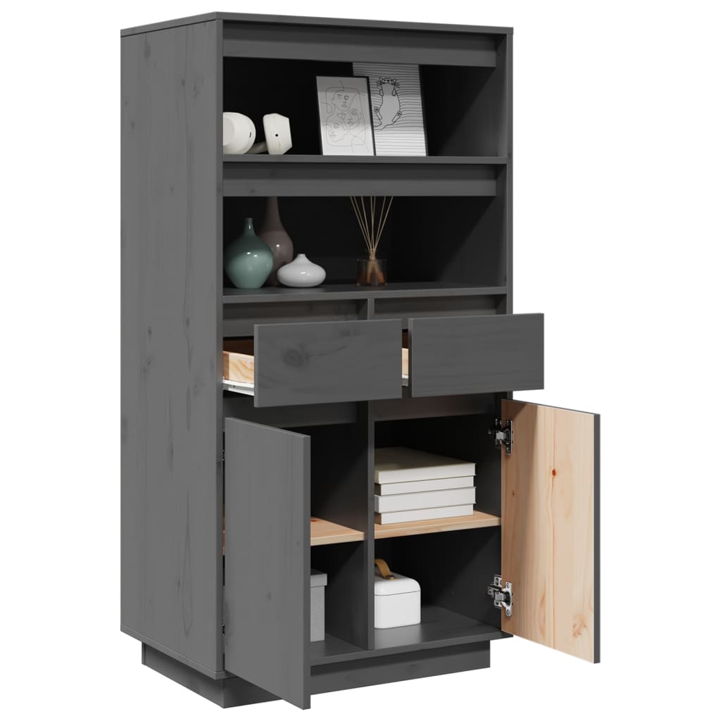 Highboard Grey 60x40x116.5 cm Solid Wood Pine