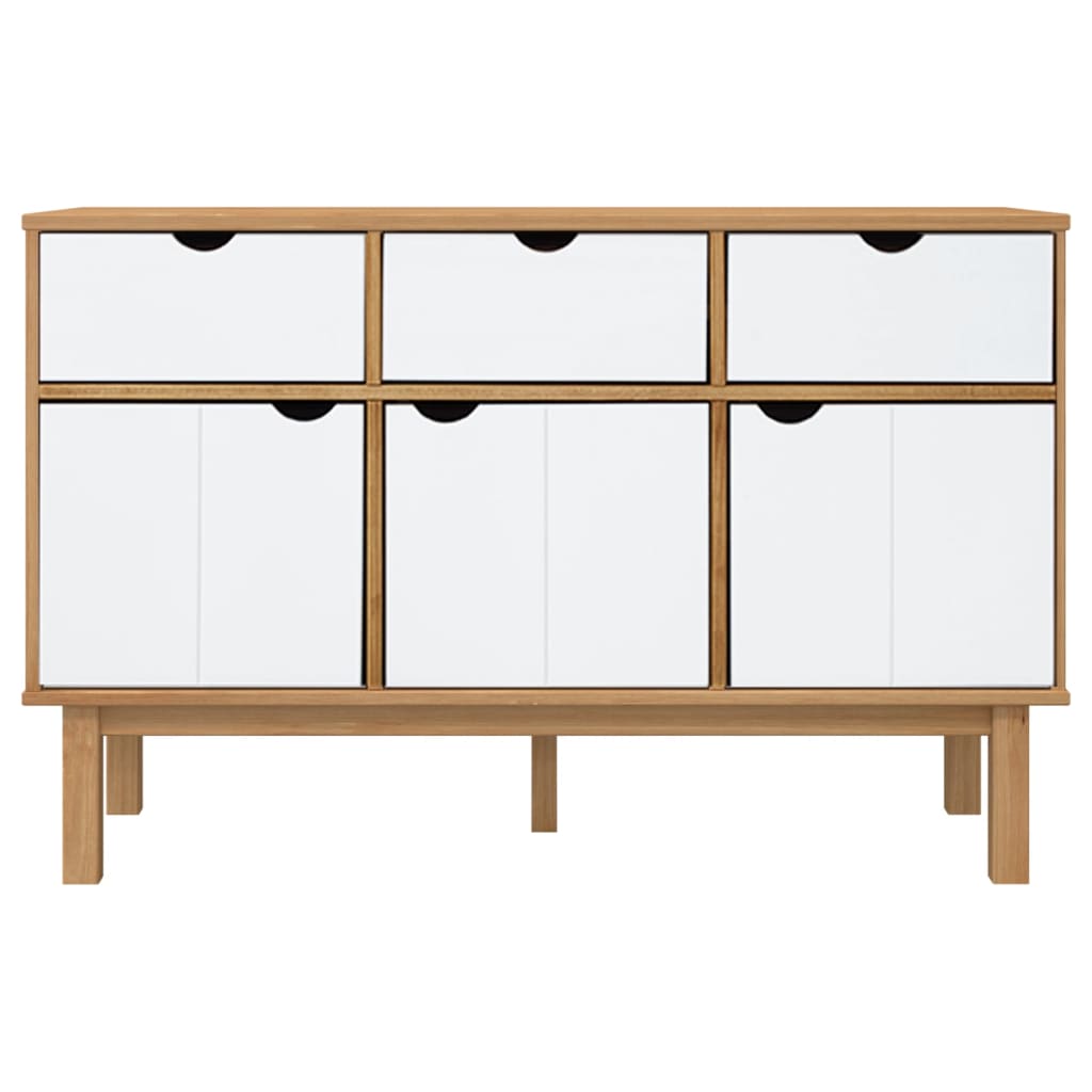 Sideboard OTTA Brown and White 114x43x73.5 cm Solid Wood Pine