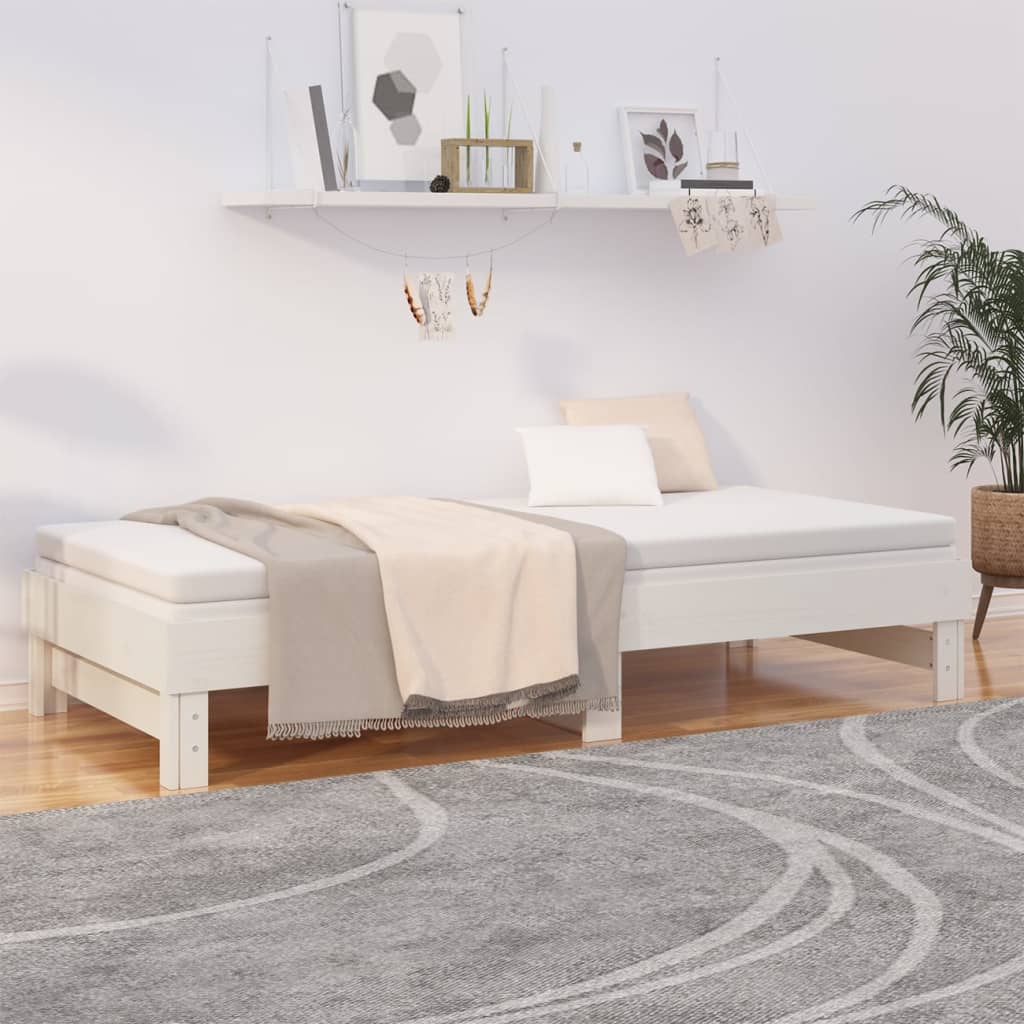 Pull-out Day Bed without Mattress White 2x(100x200) cm