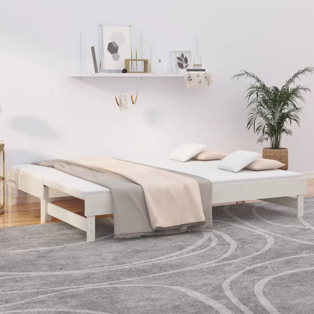 Pull-out Day Bed without Mattress White 2x(100x200) cm