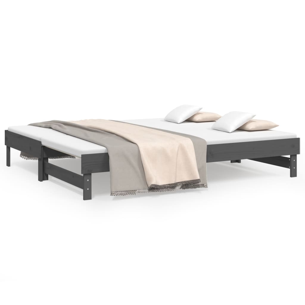 Pull-out Day Bed without Mattress Grey 2x(100x200) cm