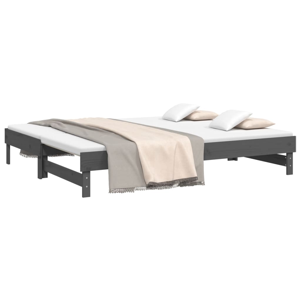 Pull-out Day Bed without Mattress Grey 2x(100x200) cm