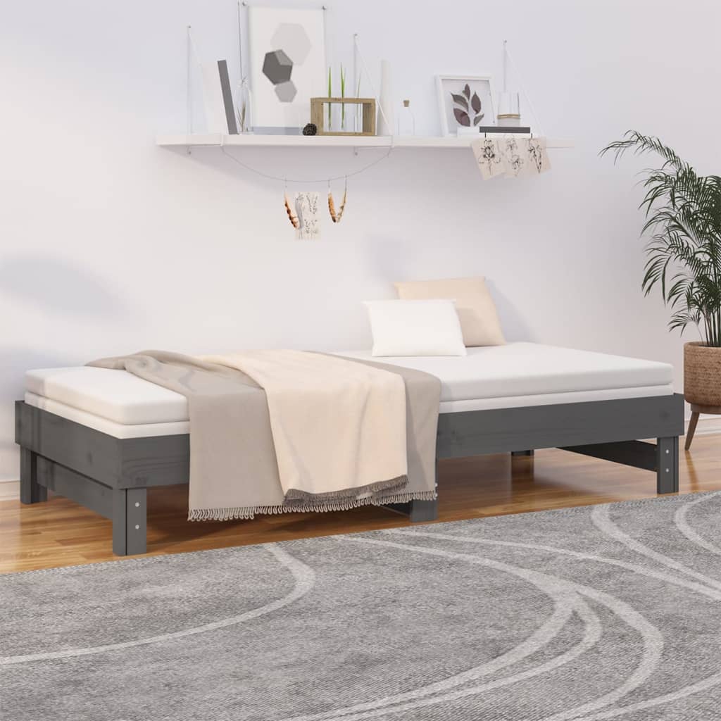Pull-out Day Bed without Mattress Grey 2x(100x200) cm