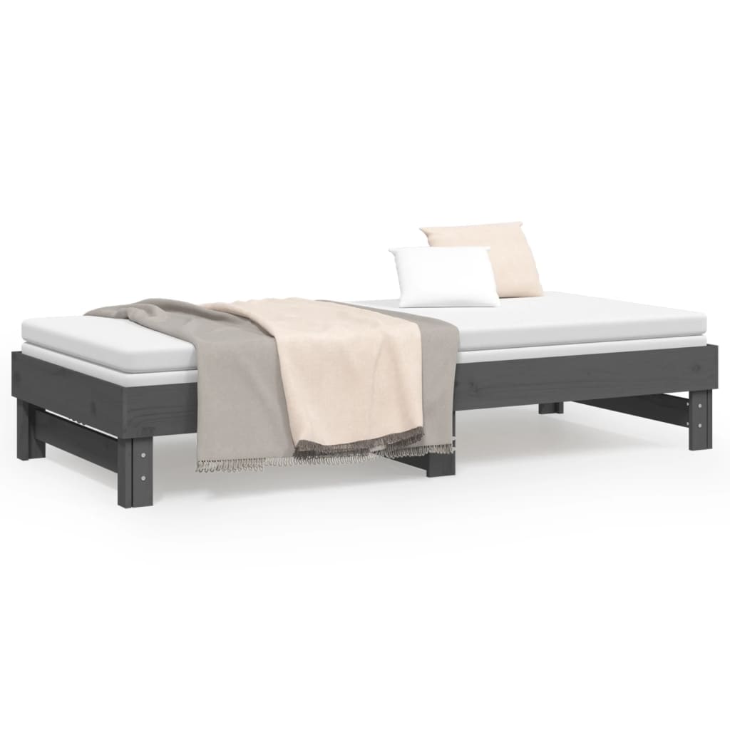 Pull-out Day Bed without Mattress Grey 2x(100x200) cm