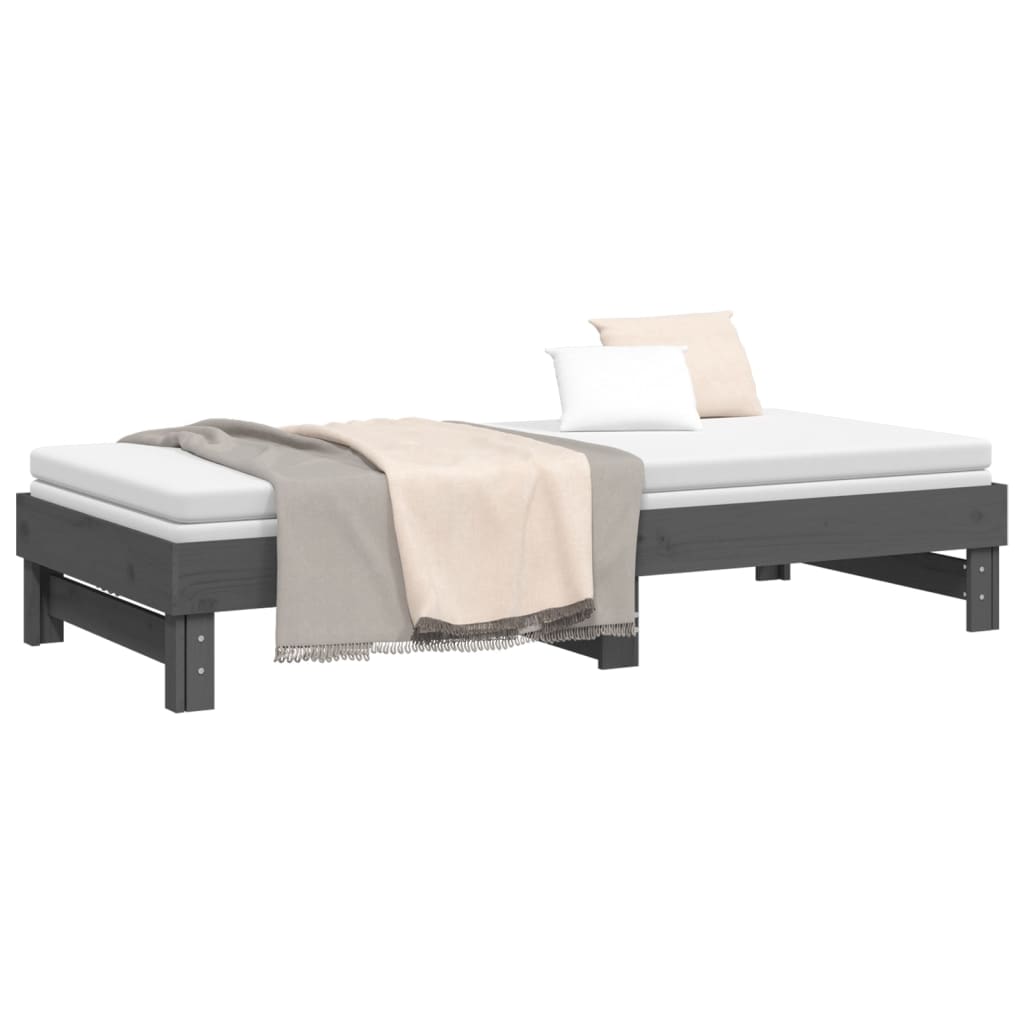 Pull-out Day Bed without Mattress Grey 2x(100x200) cm