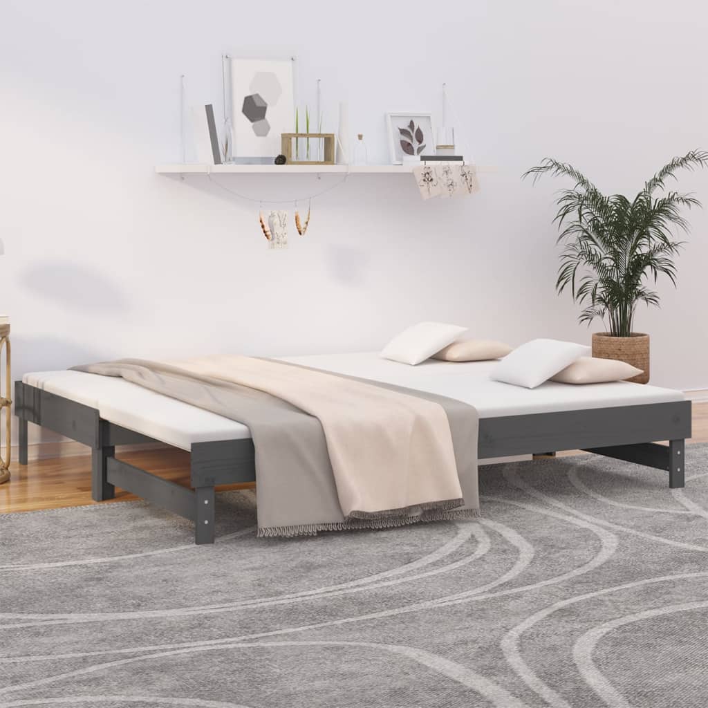Pull-out Day Bed without Mattress Grey 2x(100x200) cm
