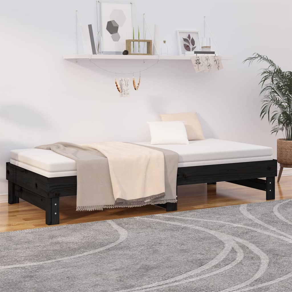 Pull-out Day Bed without Mattress Black 2x(100x200) cm