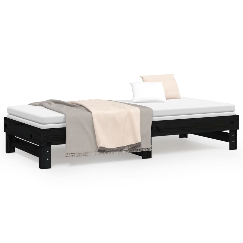 Pull-out Day Bed without Mattress Black 2x(90x200) cm