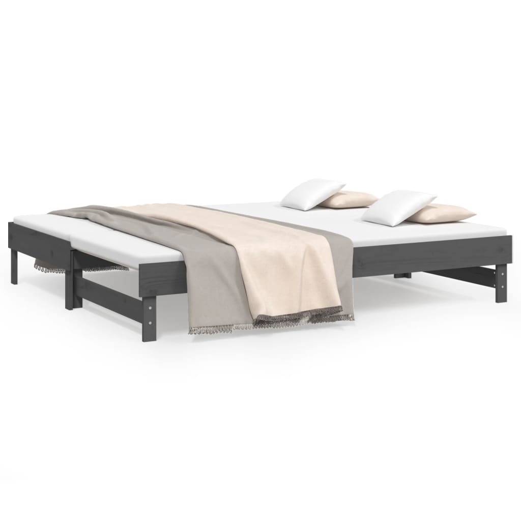 Pull-out Day Bed without Mattress Grey 2x(80x200) cm