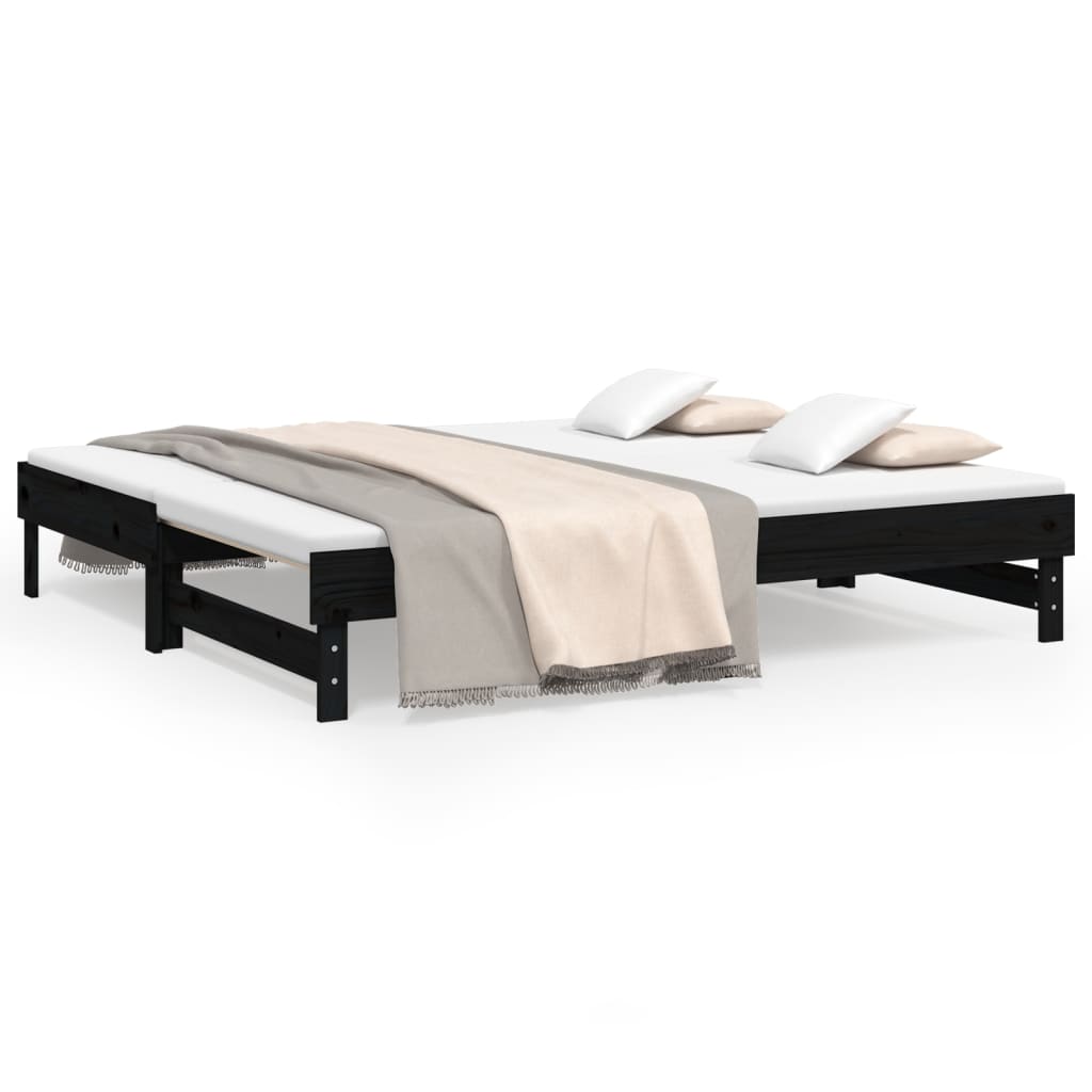 Pull-out Day Bed without Mattress Black 2x(90x190) cm