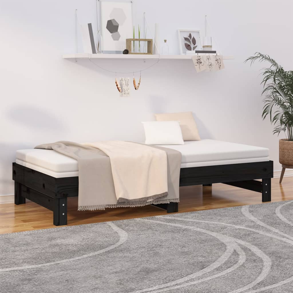 Pull-out Day Bed without Mattress Black 2x(90x190) cm