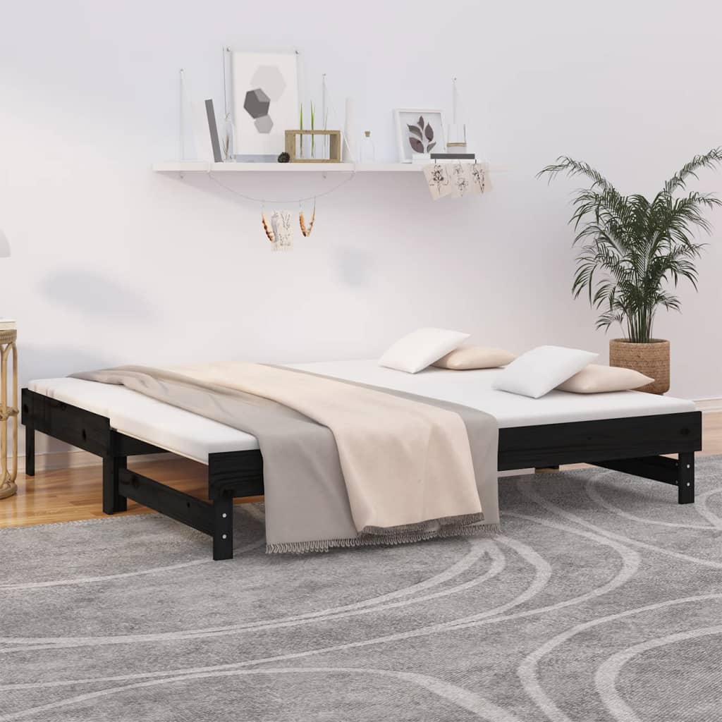 Pull-out Day Bed without Mattress Black 2x(90x190) cm