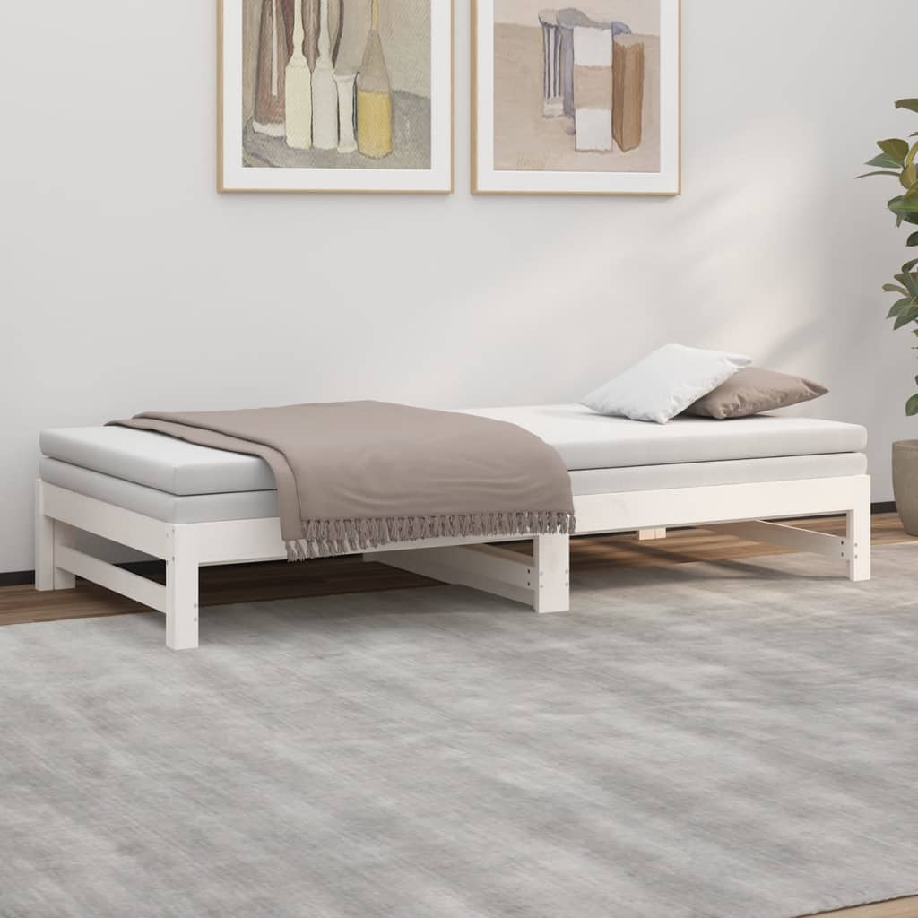 Pull-out Day Bed without Mattress White 2x(100x200) cm