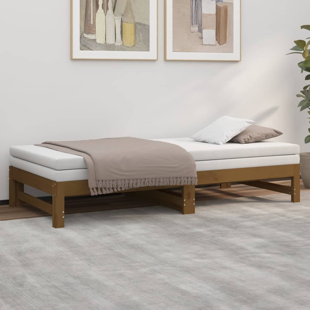 Pull-out Day Bed without Mattress Honey Brown 2x(90x190) cm