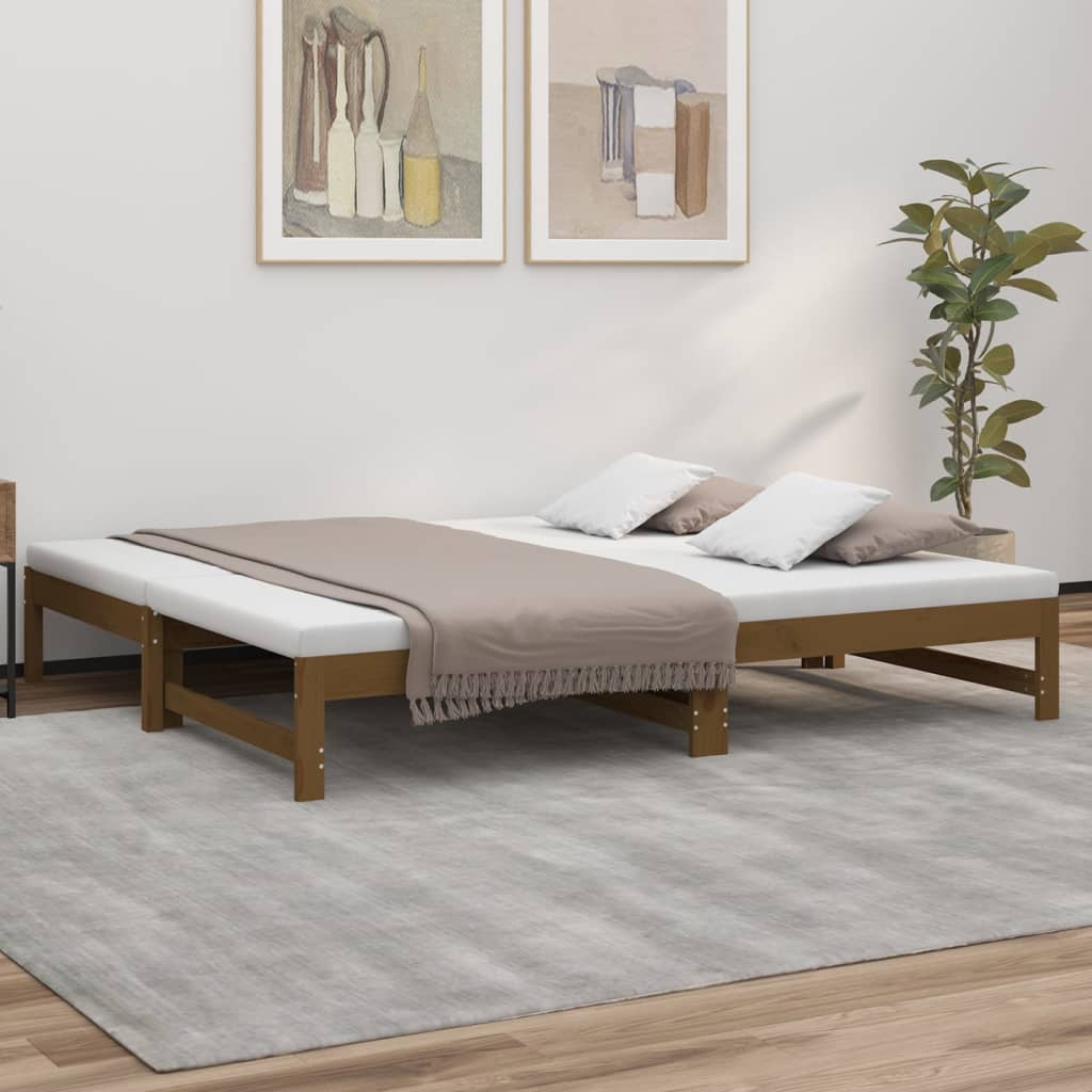 Pull-out Day Bed without Mattress Honey Brown 2x(90x190) cm