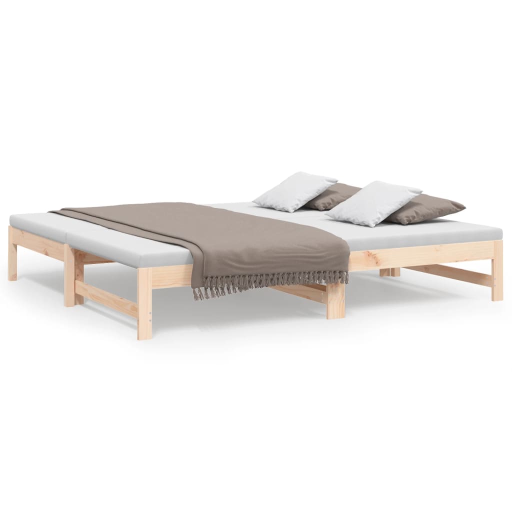 Pull-out Day Bed without Mattress 2x(75x190) cm Solid Wood Pine