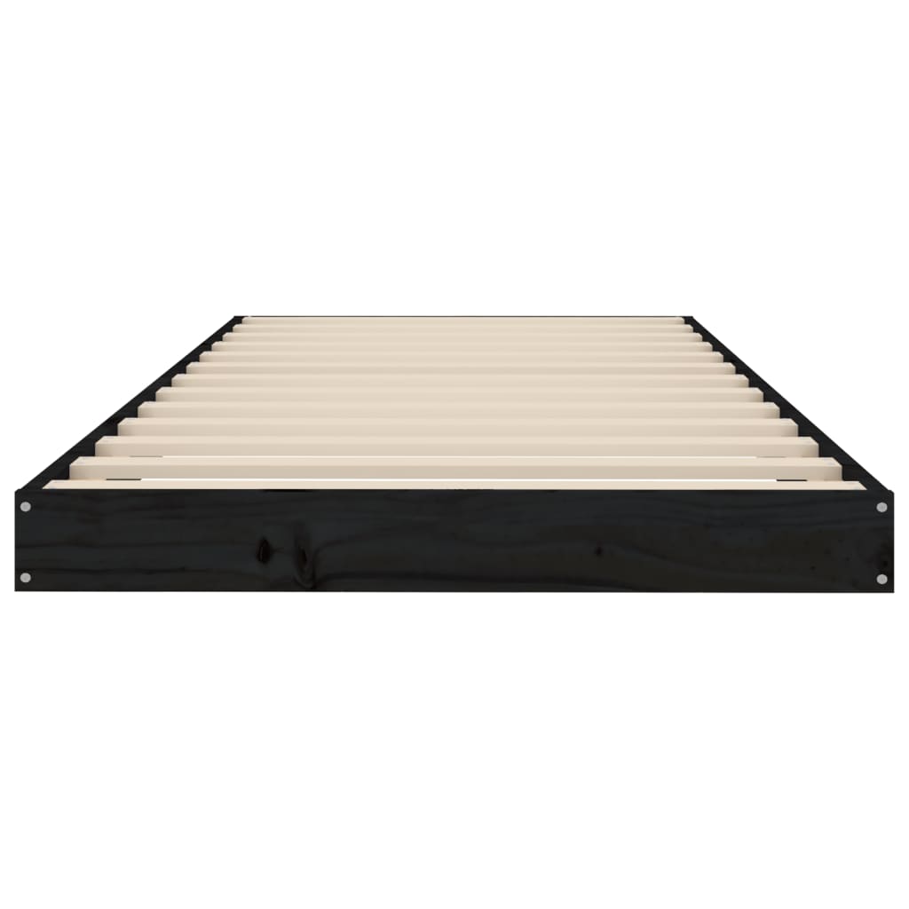 Bed Frame without Mattress Black 75x190 cm Small Single  Solid Wood Pine
