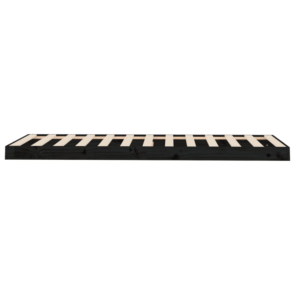 Bed Frame without Mattress Black 75x190 cm Small Single  Solid Wood Pine