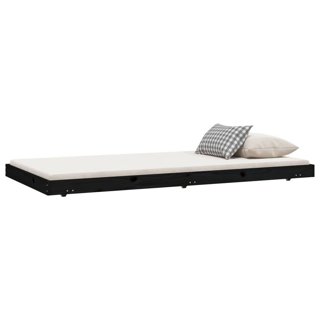 Bed Frame without Mattress Black 100x200 cm Solid Wood Pine