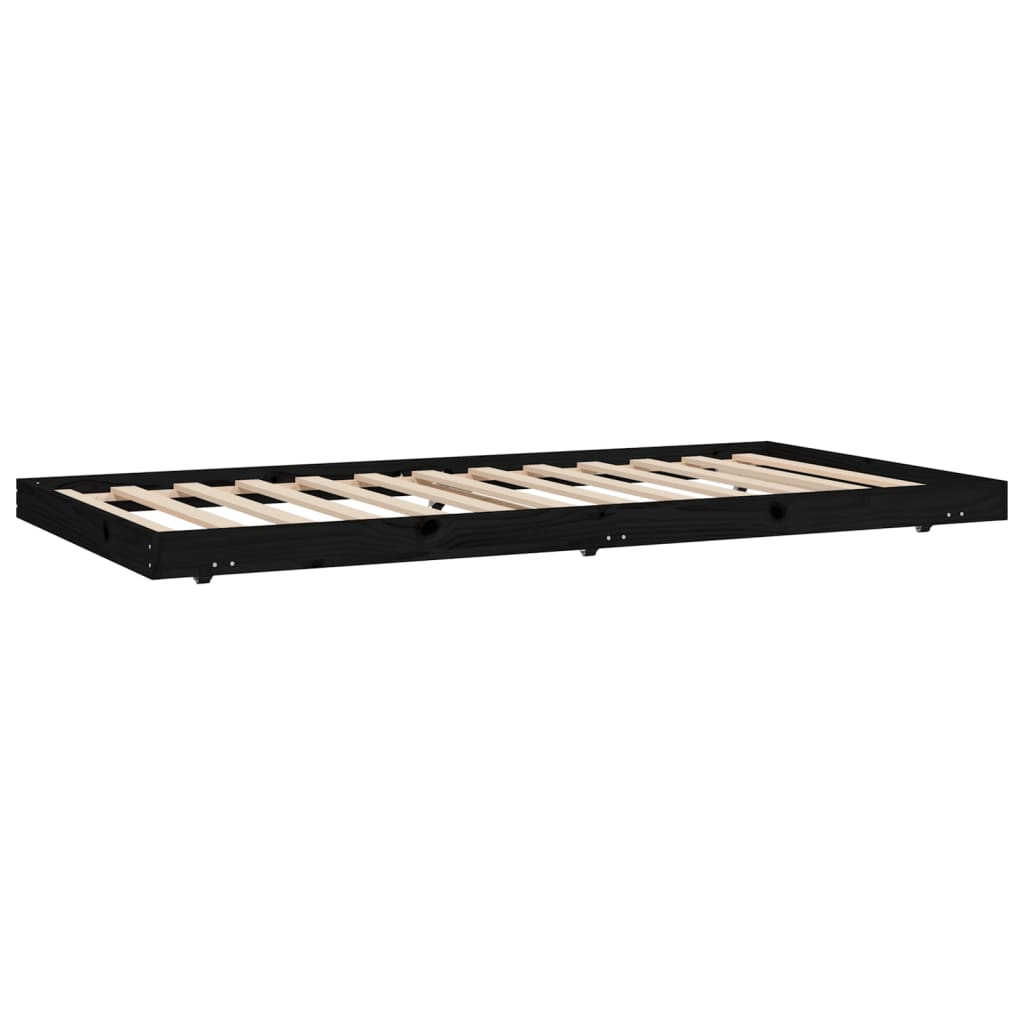 Bed Frame without Mattress Black 100x200 cm Solid Wood Pine