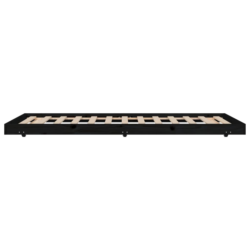 Bed Frame without Mattress Black 100x200 cm Solid Wood Pine