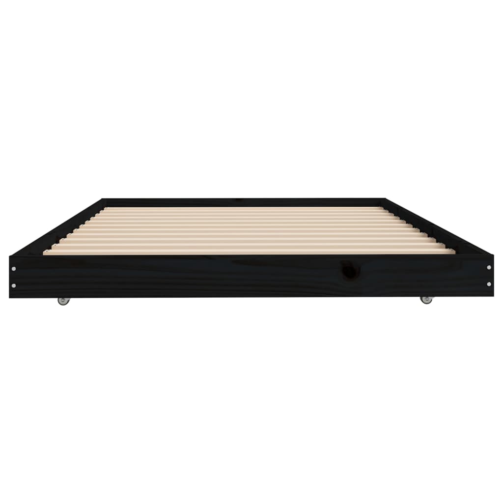 Bed Frame without Mattress Black 100x200 cm Solid Wood Pine