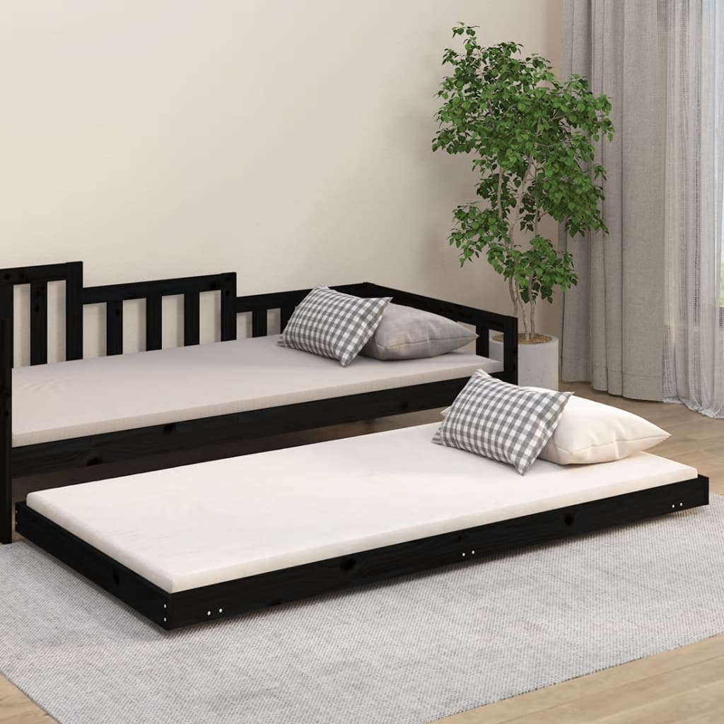 Bed Frame without Mattress Black 100x200 cm Solid Wood Pine