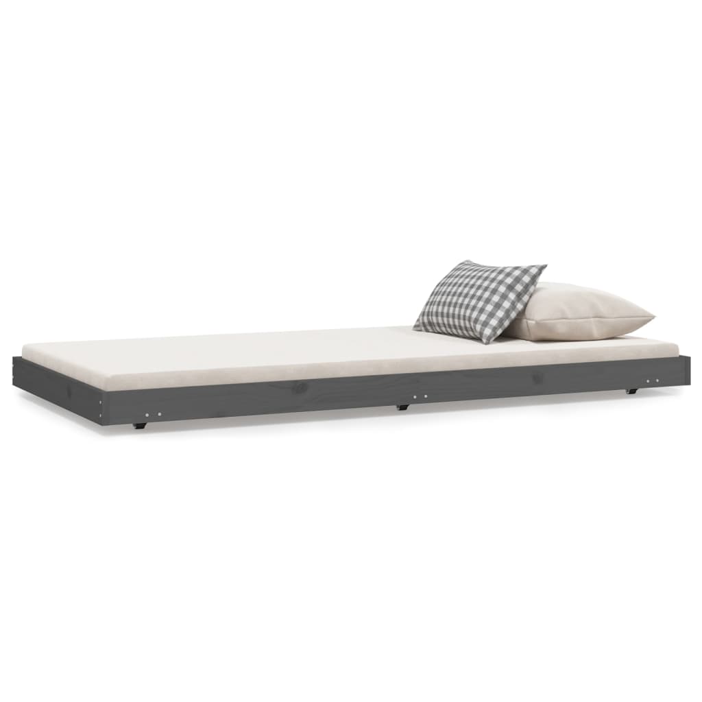 Bed Frame without Mattress Grey 75x190 cm Small Single Solid Wood Pine