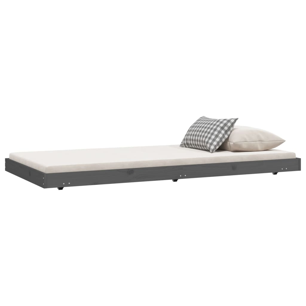 Bed Frame without Mattress Grey 75x190 cm Small Single Solid Wood Pine