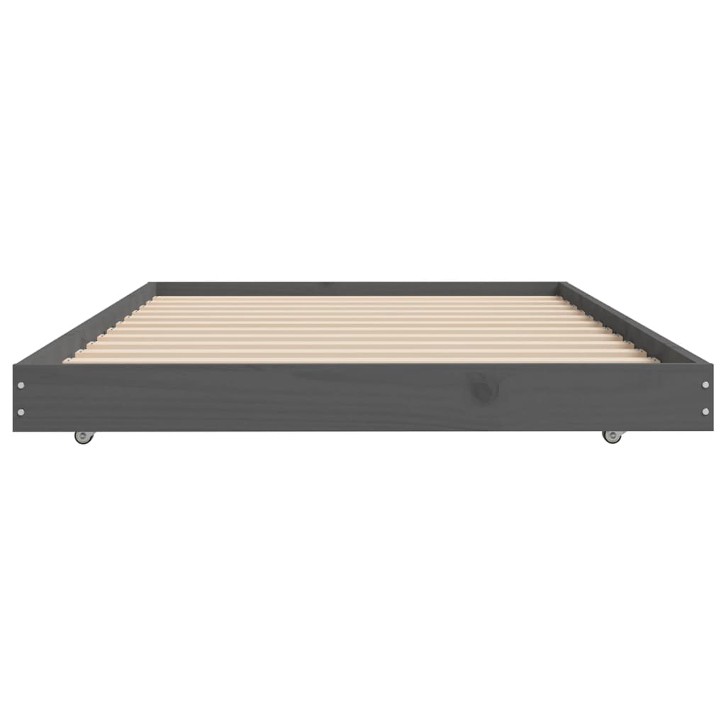 Bed Frame without Mattress Grey 75x190 cm Small Single Solid Wood Pine