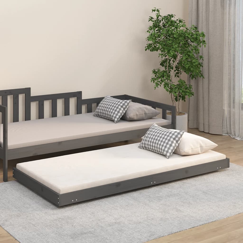 Bed Frame without Mattress Grey 75x190 cm Small Single Solid Wood Pine