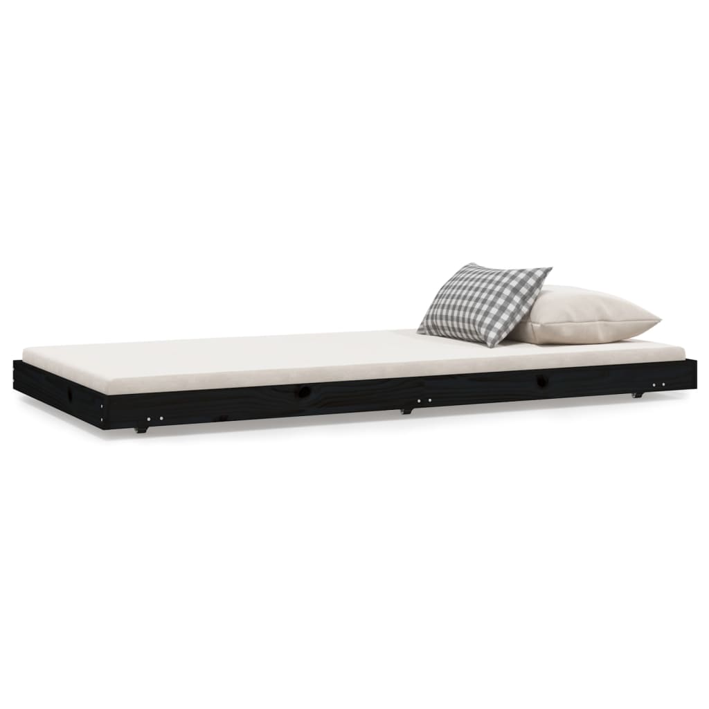 Bed Frame without Mattress Black 75x190 cm Small Single Solid Wood Pine