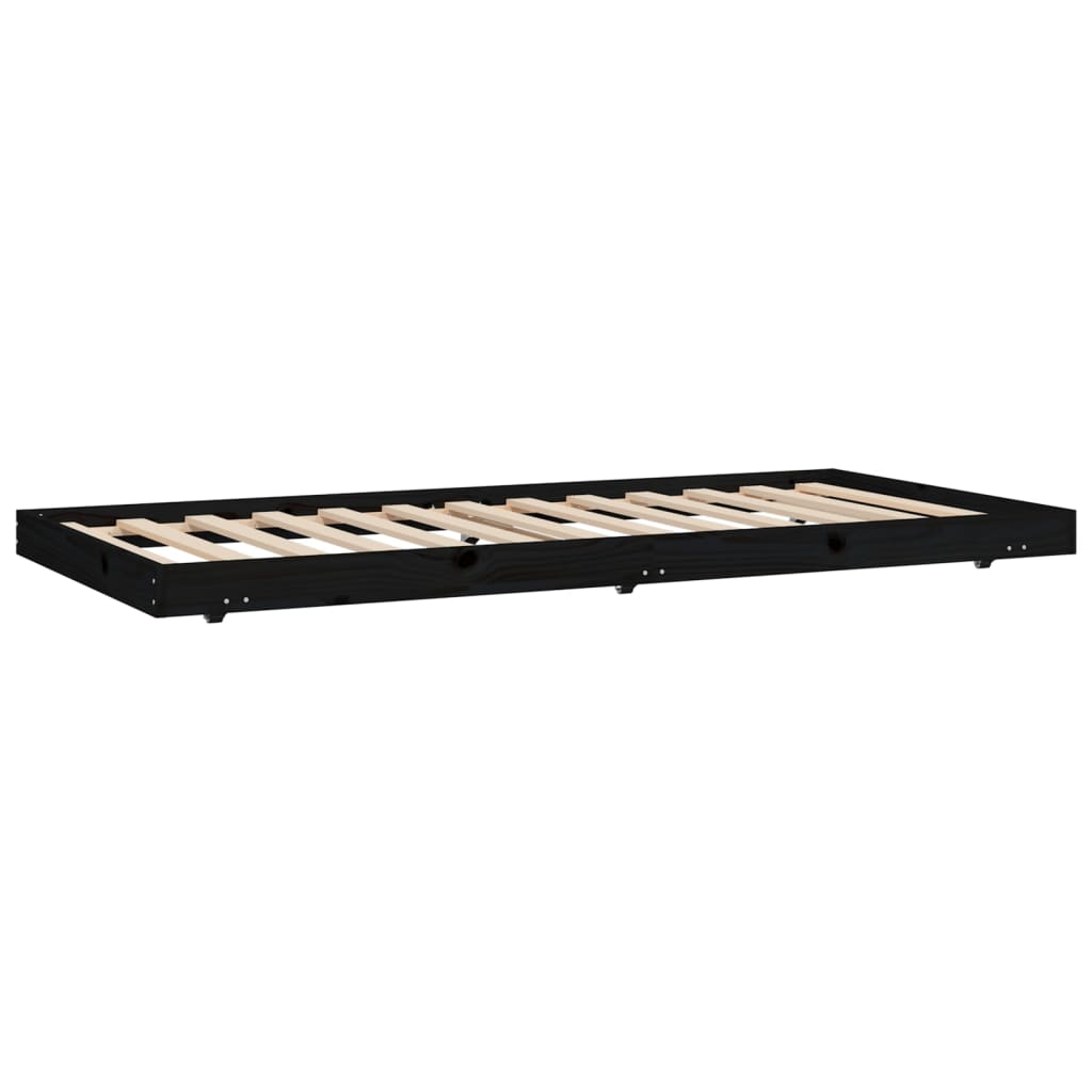 Bed Frame without Mattress Black 75x190 cm Small Single Solid Wood Pine