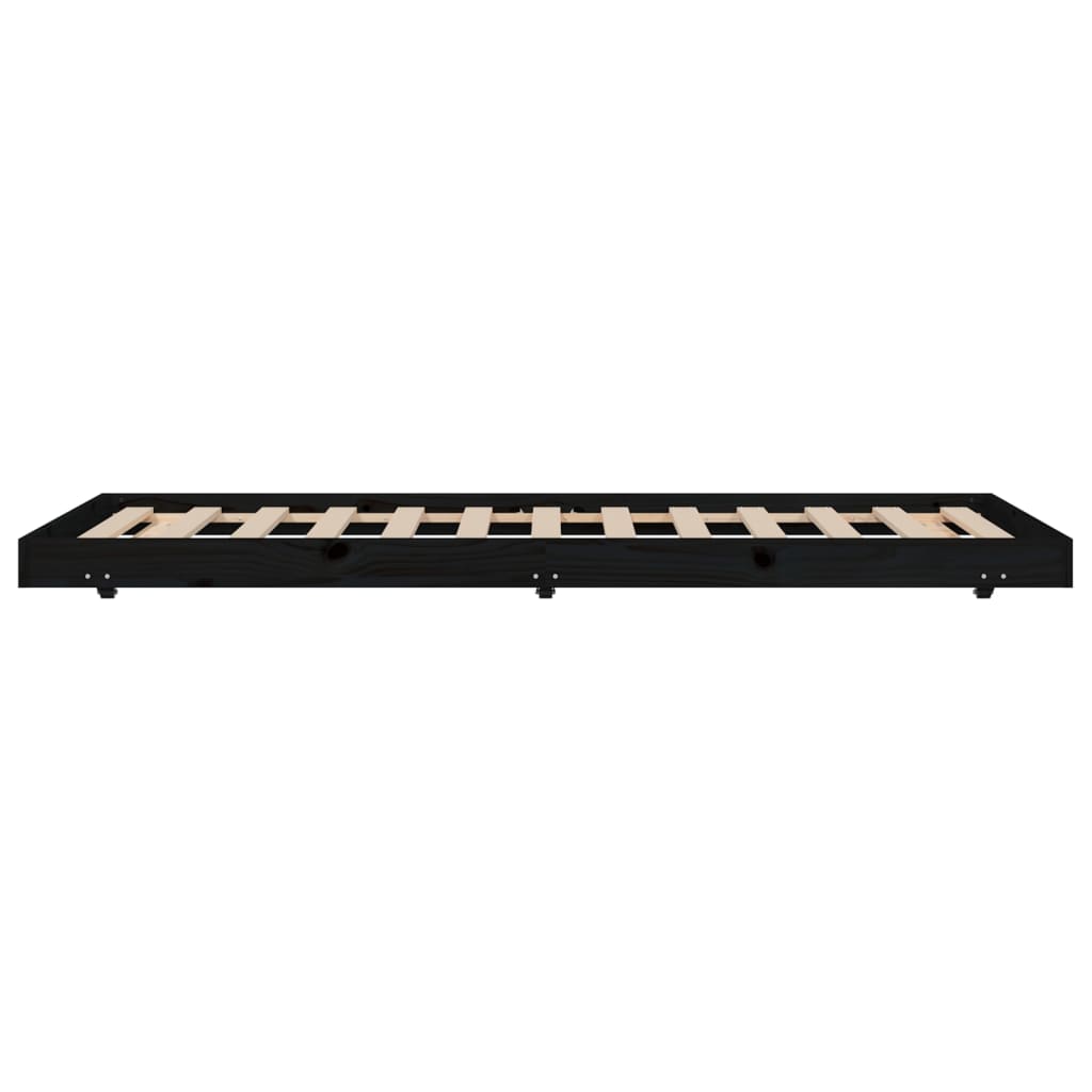 Bed Frame without Mattress Black 75x190 cm Small Single Solid Wood Pine