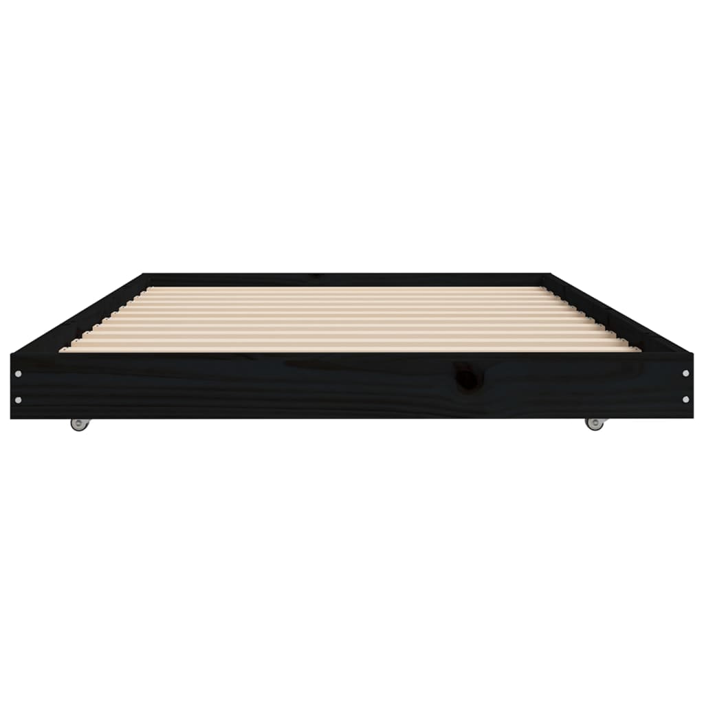Bed Frame without Mattress Black 75x190 cm Small Single Solid Wood Pine