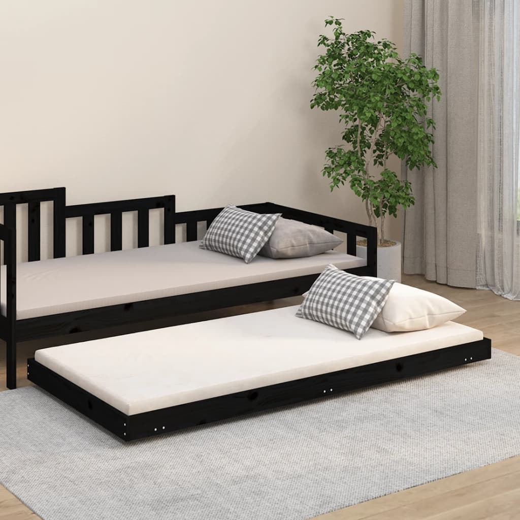 Bed Frame without Mattress Black 75x190 cm Small Single Solid Wood Pine