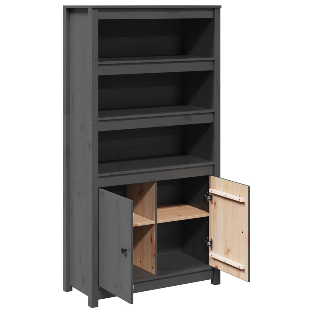 Highboard Grey 80x35x154 cm Solid Wood Pine