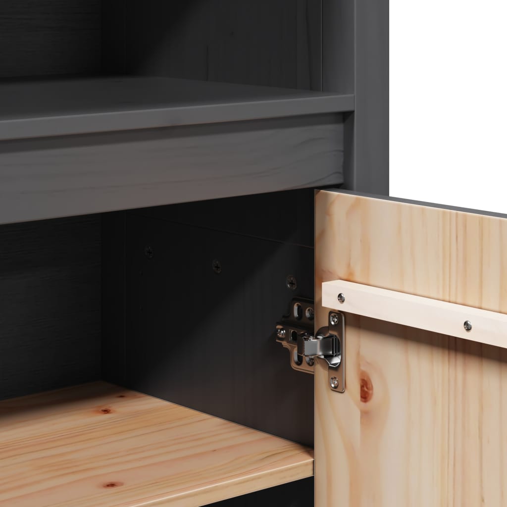 Highboard Grey 80x35x154 cm Solid Wood Pine