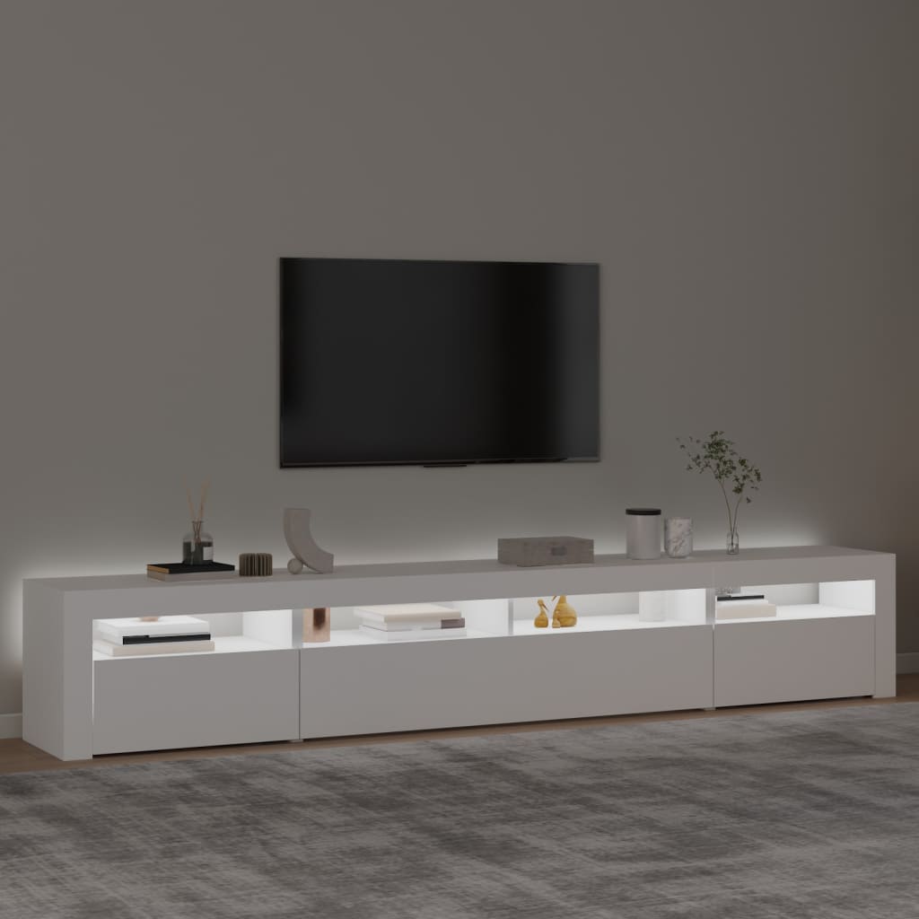Modern Wooden Large 95 inch TV Tele Stand Unit Cabinet With LED Lights & Storage