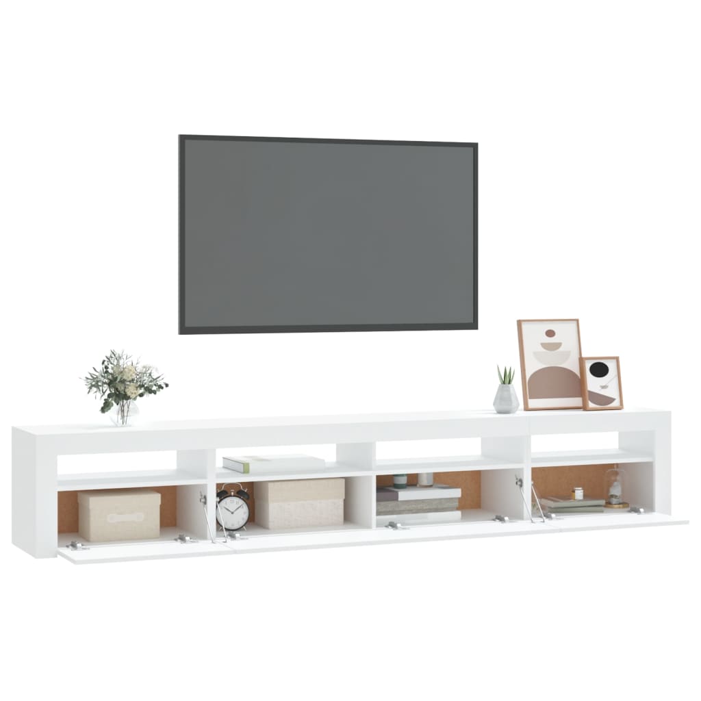 Modern Wooden Large 95 inch TV Tele Stand Unit Cabinet With LED Lights & Storage