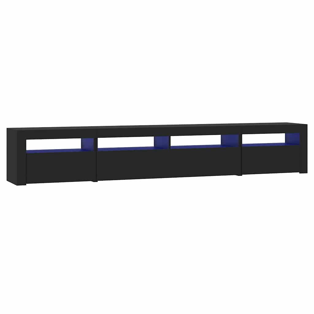 Modern Wooden Large 95 inch TV Tele Stand Unit Cabinet With LED Lights & Storage
