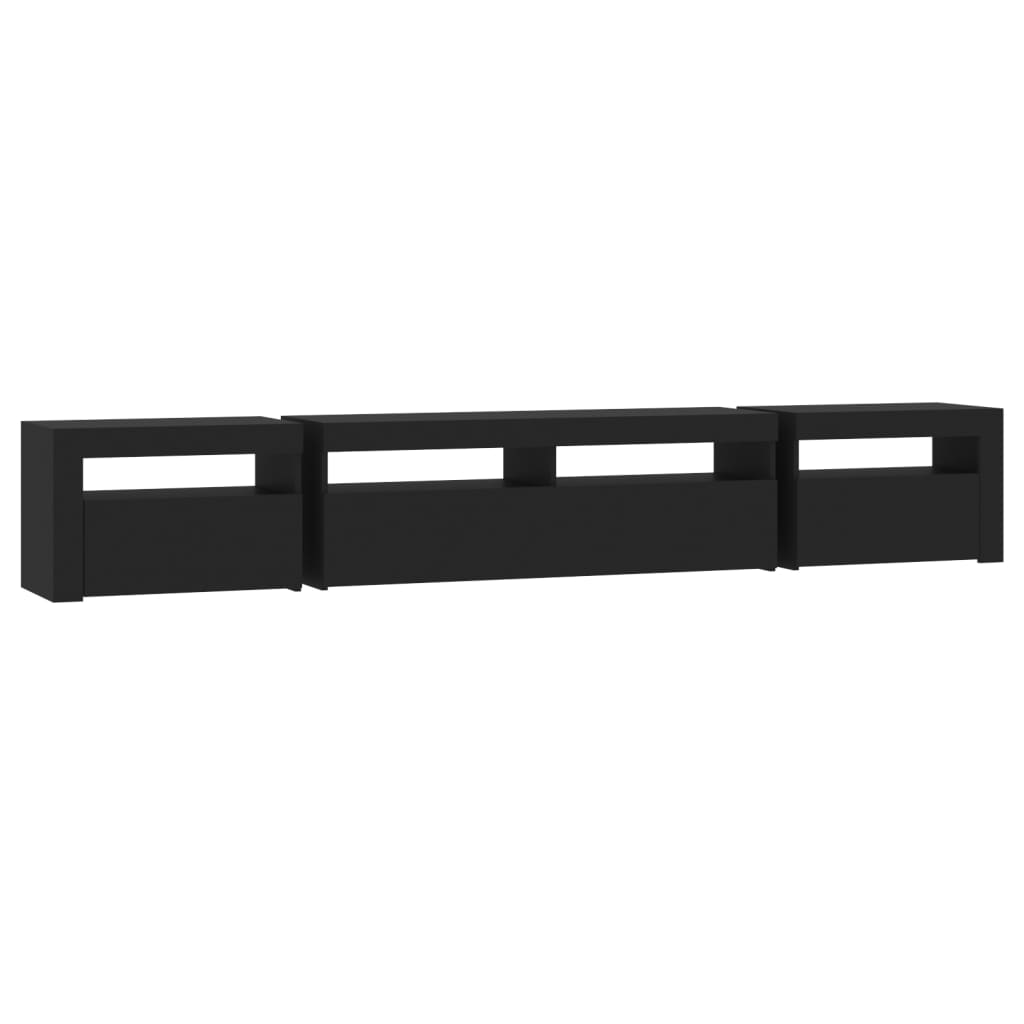 Modern Wooden Large 95 inch TV Tele Stand Unit Cabinet With LED Lights & Storage