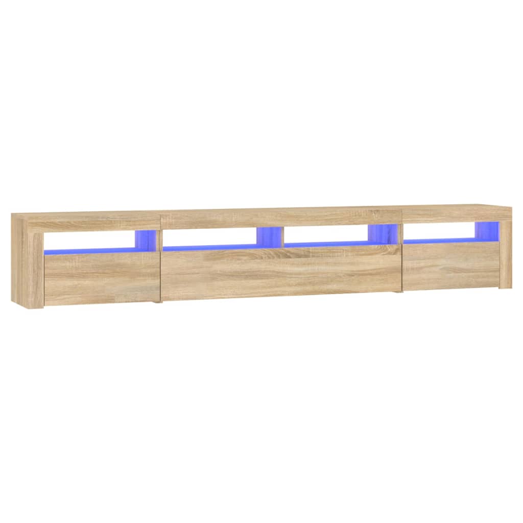 Modern Wooden Large 95 inch TV Tele Stand Unit Cabinet With LED Lights & Storage