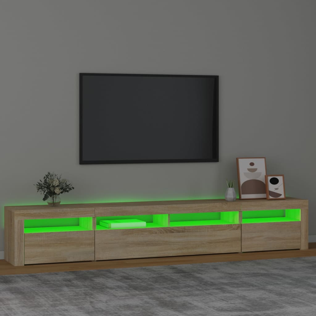 Modern Wooden Large 95 inch TV Tele Stand Unit Cabinet With LED Lights & Storage