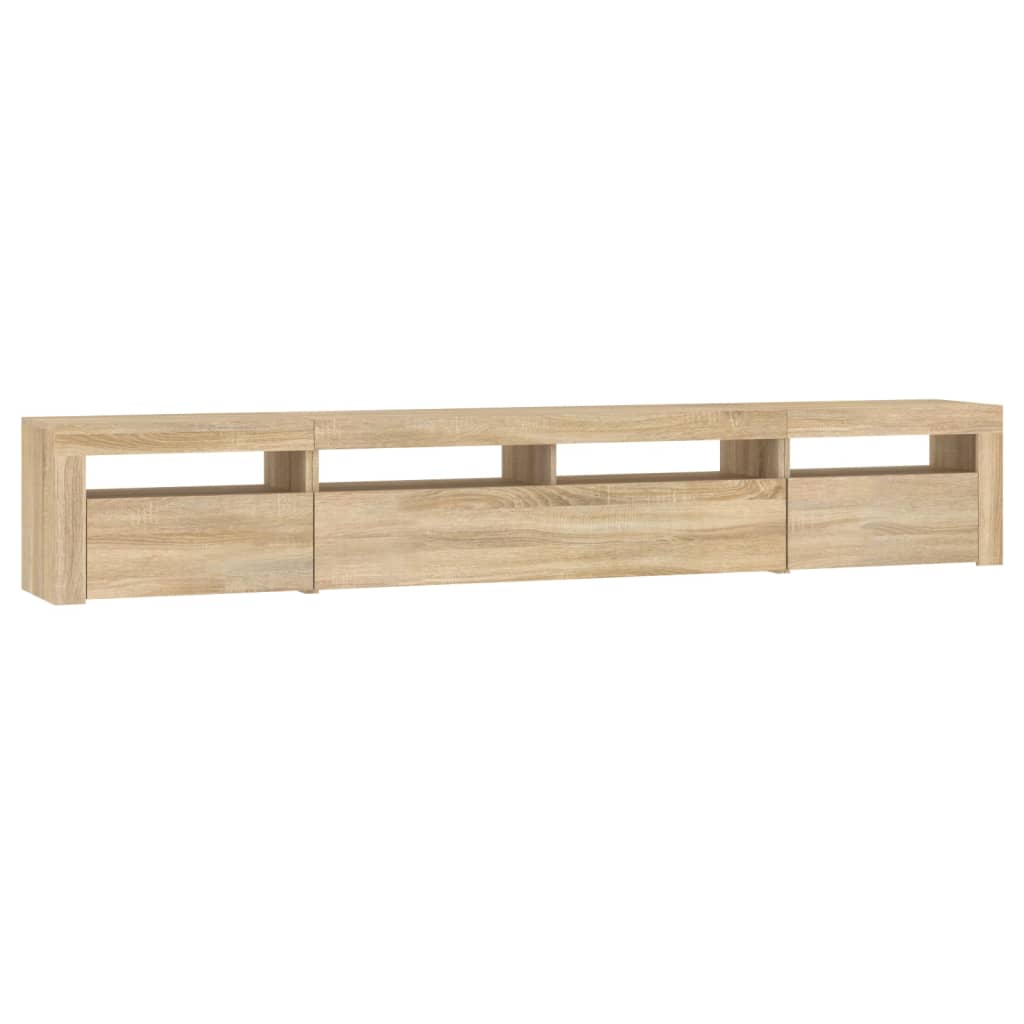 Modern Wooden Large 95 inch TV Tele Stand Unit Cabinet With LED Lights & Storage
